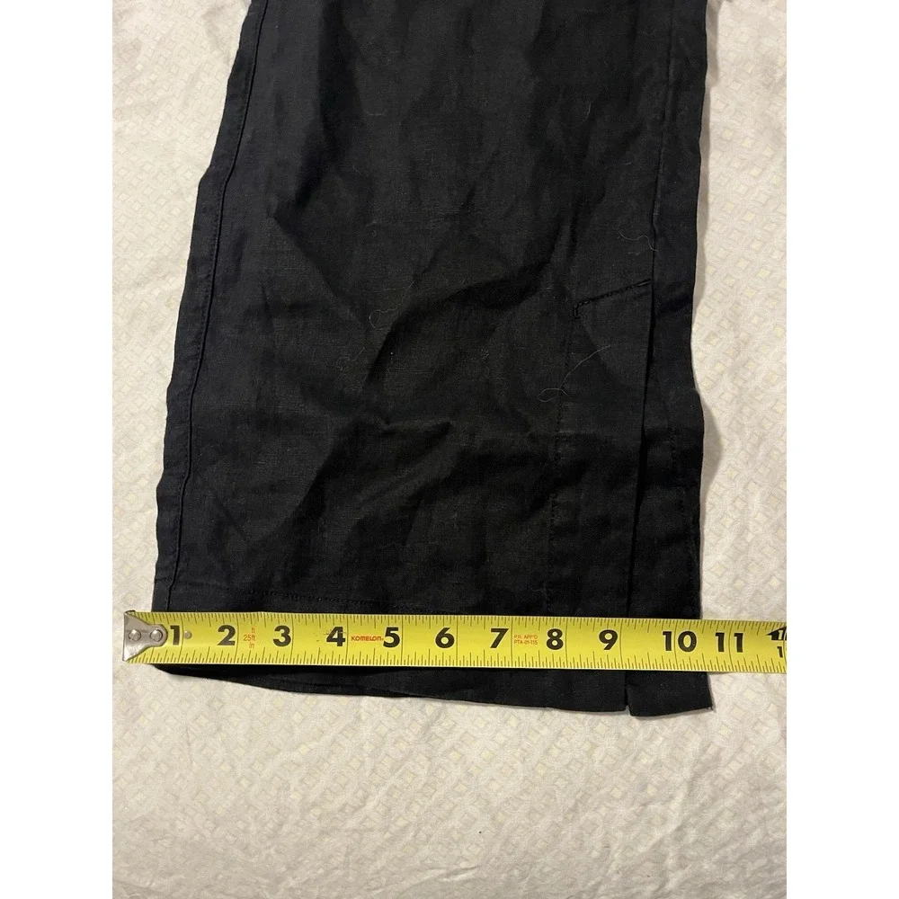 NWT Athleta Black Retreat Linen Ankle Pant W/Drawstring Womens Size Small